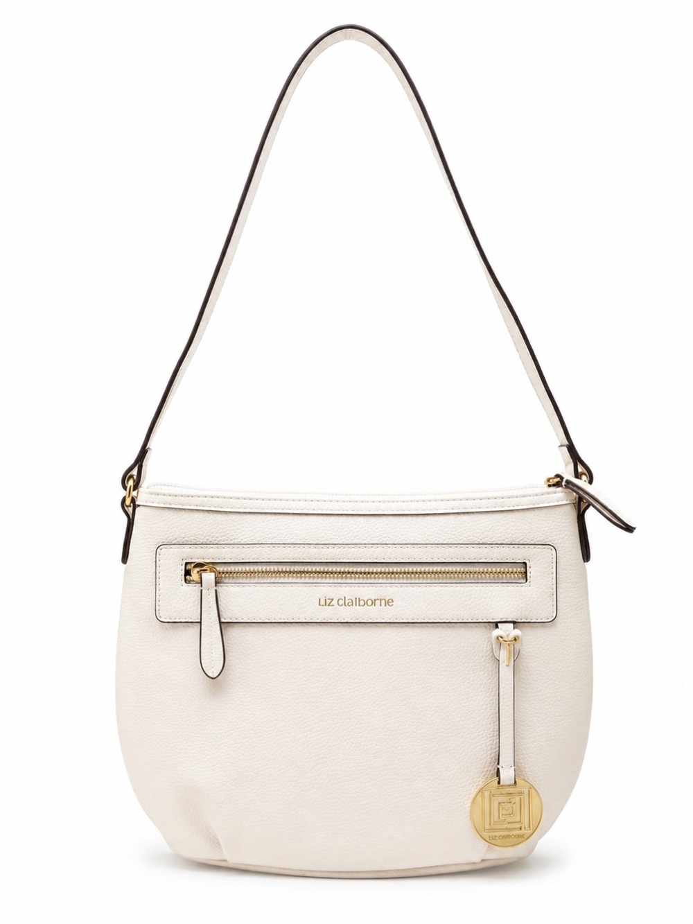Beautiful Liz Claiborne shoulder bag in Versatile Pebble White with Gold accents